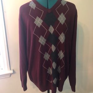 Argyle pattern maroon sweater